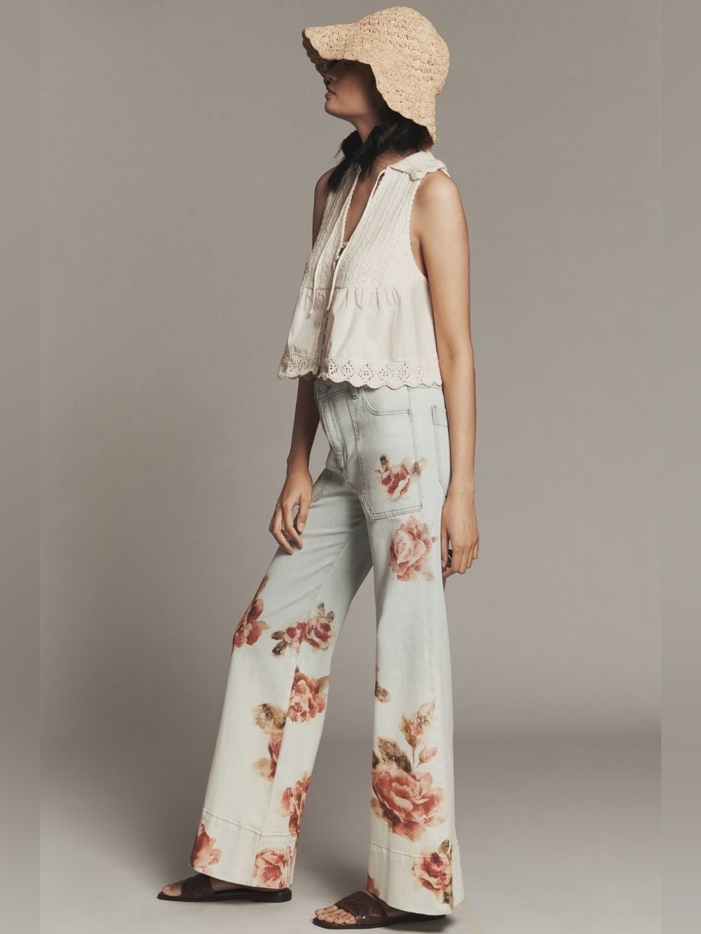 Anthropologie Pilcro Rylan Floral Relaxed High-Rise Flare Jeans - Picture 2 of 11